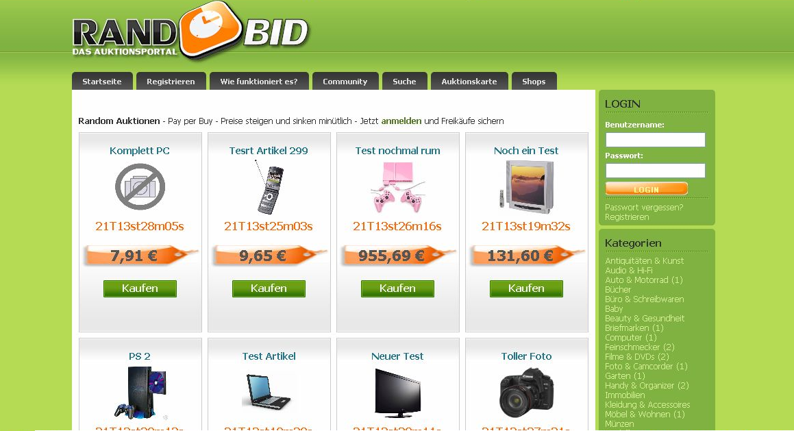 PHP Script Rando Bid Auktions System - Pay per Buy